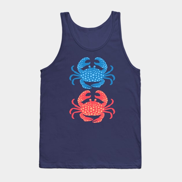 KING CRABS Cute Sea Life Coastal Ocean Beach Crab in Blue Red - UnBlink Studio by Jackie Tahara Tank Top by UnBlink Studio by Jackie Tahara